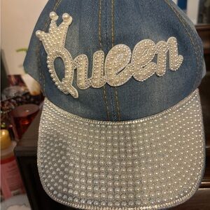 Denim Queen Cap with Rhinestones